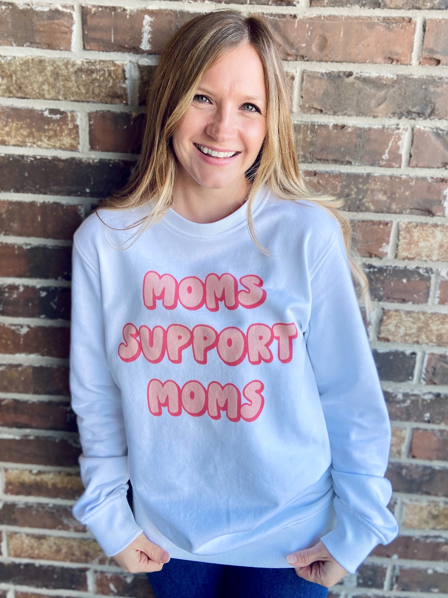 Moms Support Moms Sweatshirt-Coral