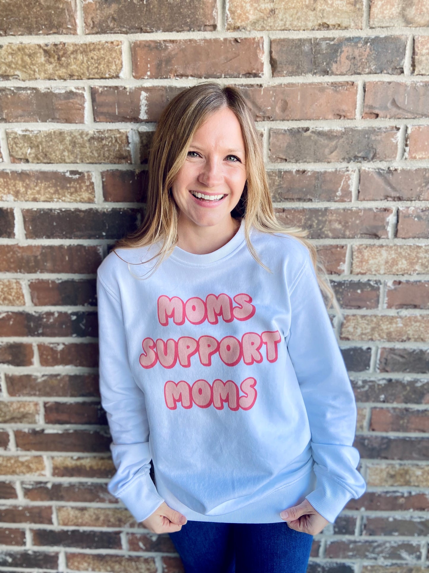 Moms Support Moms Sweatshirt-Coral
