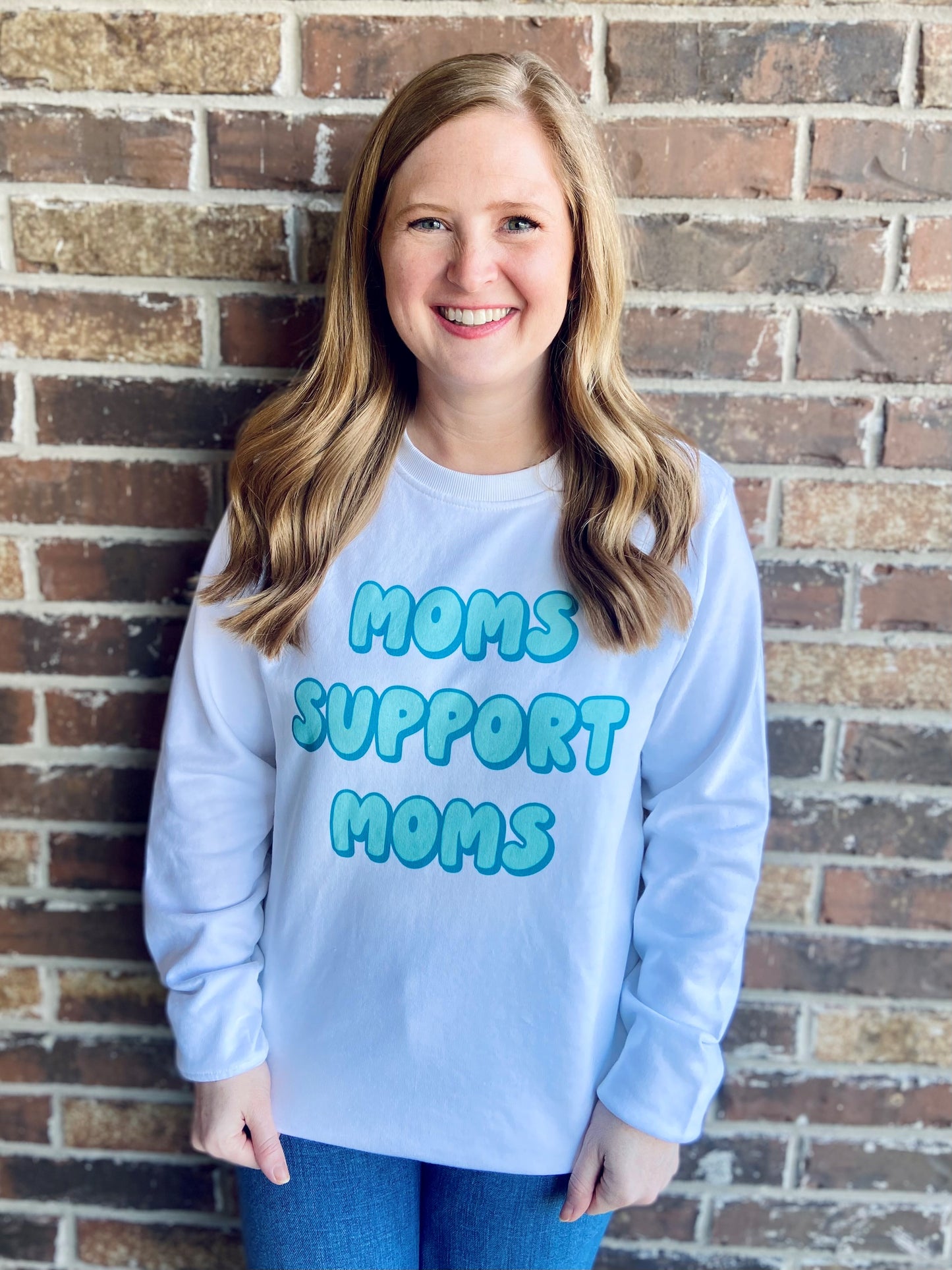 Moms Support Moms Sweatshirt-Teal